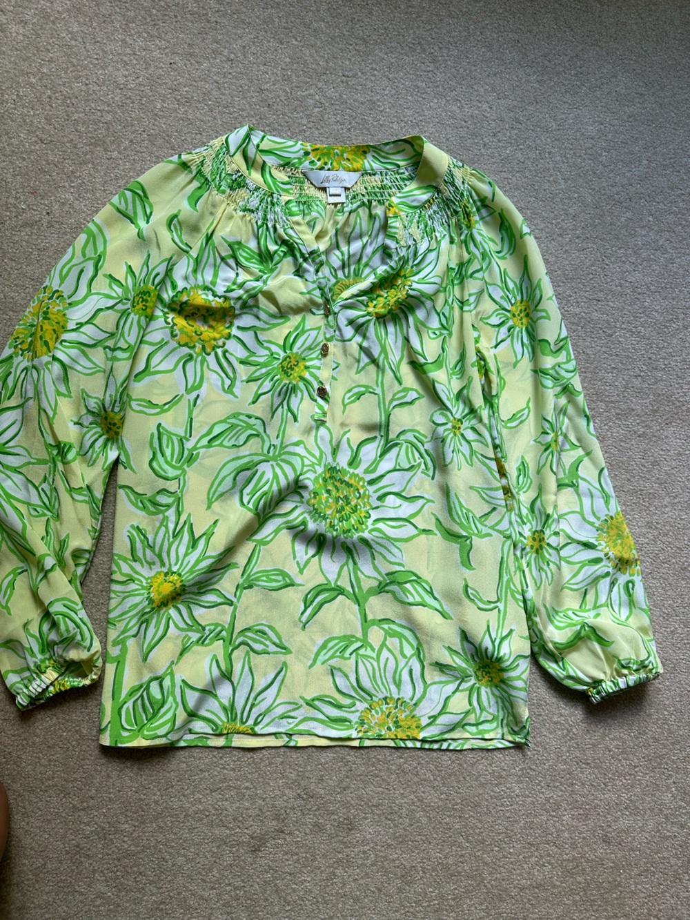 Lilly Pulitzer Yellow, Lime & White Floral Top